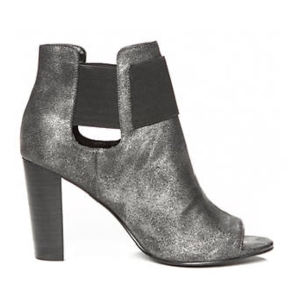 Kari Blue Jade Pewter Metallic Peep Toe Booties - Picture 4 of 5